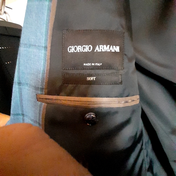 Brand new GEORGIO ARMANI,42R bluish grey plaid - Picture 2 of 7